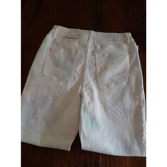 New Size 4 Time and Tru Off White Pastel High Rise Straight Leg Cropped Pant NWT - Picture 4 of 5